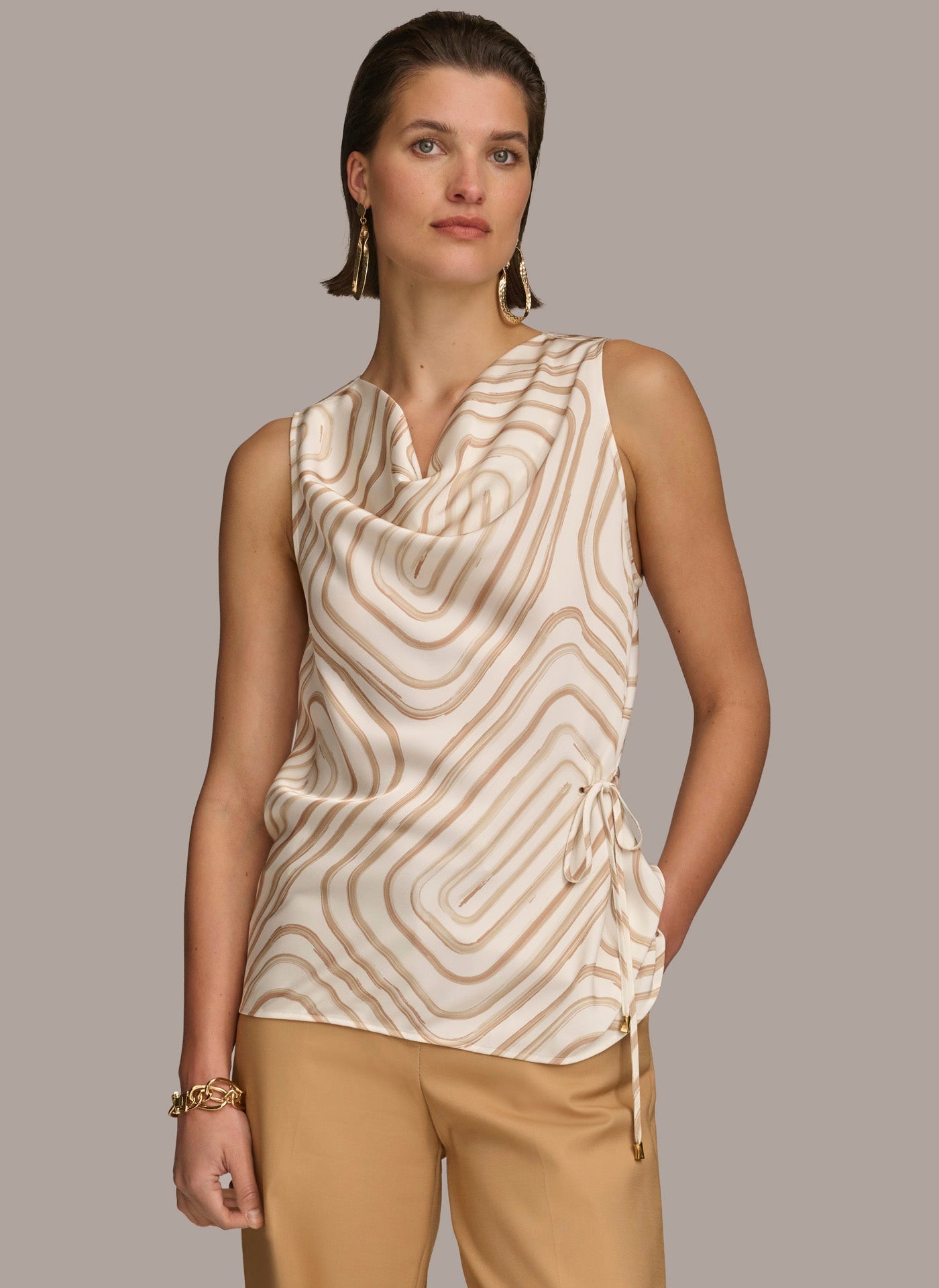 (image for) EXCELLENT PRINT DRAPE NECK TOP